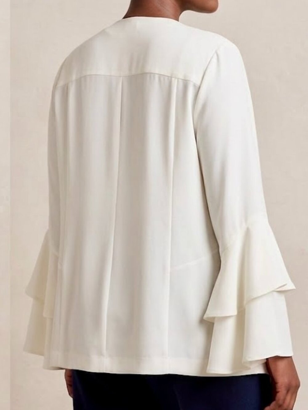 NWT New Directions Curvy Cream Draped Ruffle Sleeve Blazer 1X - Picture 5 of 7